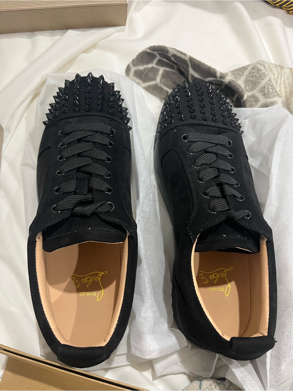 Christian Louboutin Black Studded Low-Top Sneakers